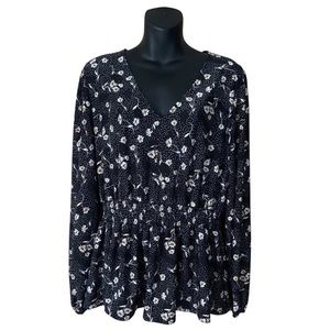 LONG SLEEVE FLOWERED TOP SIZE XL